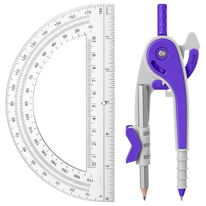 Eboot Student Geometry Math Set, Drawing Compass and 6 in, Purple - color: Purple