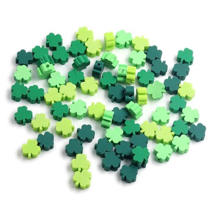 100 Pcs St. Patrick's Day Polymer Clay Beads Mixed Heishi Spacer Bead Charms Supplies for DIY Bracelet Earring Necklace Jewelry Making (Clover) - color: Clover