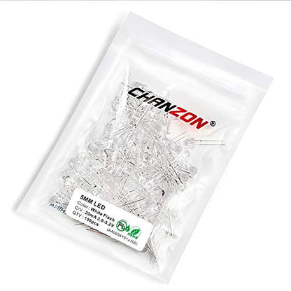 CHANZON 100 pcs 5mm Blinking White LED Diode Lights 1.5Hz Flashing - color: A) Clear White (100pcs)