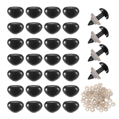 MECCANIXITY 50set 7mm Large Plastic Triangle Safety Noses Black with Washer for Crochet Stuffed Animal Doll Craft Puppet Plush Toy Bear - color: Black, size: 7mm