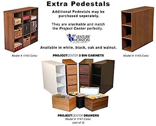 Project Center Desk with Bookcase and 3 Bin Cabinet-Walnut - color: Walnut
