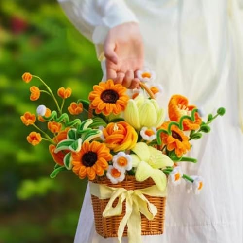 4-Color Sunflower Pipe Cleaner Flower Kit,150 Pcs Pipe Cleaners Craft - color: Sunflower
