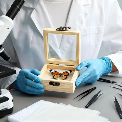 Spiareal 32 Pcs Insect Specimen Tools Kit Include 3.54 x 3.54 x 1.77 in 4 Pcs Display Case Box 3 Foam Pinning Board 3 Tubes Pins 6 Tweezers Butterfly Insect Pinning Kit Entomology Collection Supplies