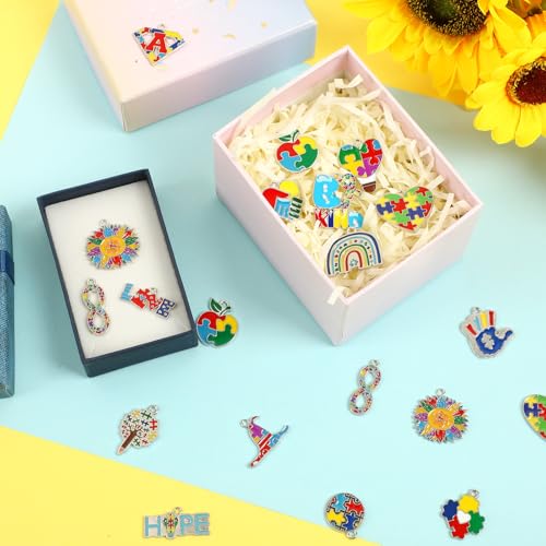 SANNIX 110Pcs 55 Pairs Autism Awareness Charms, Gold Enamel Autism Jewelry - style: Autism Charms