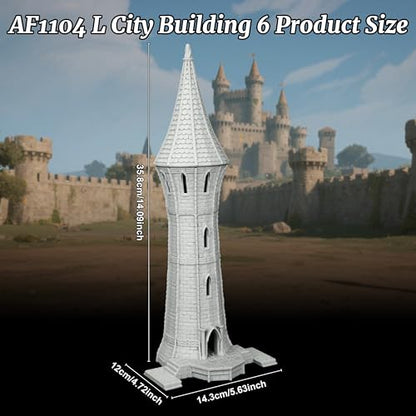 AUSPDICE Gothic Watchtower DND Terrain, 25mm Stone Spire RPG Scenery - color: Af1104 L City Building 6