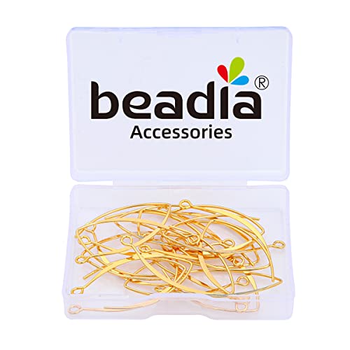 BEADIA 18K Gold Plated Earring Hooks U Shape 15x38mm 20pcs for Jewelry Making Findings - size: U Shape Hooks 15x38mm