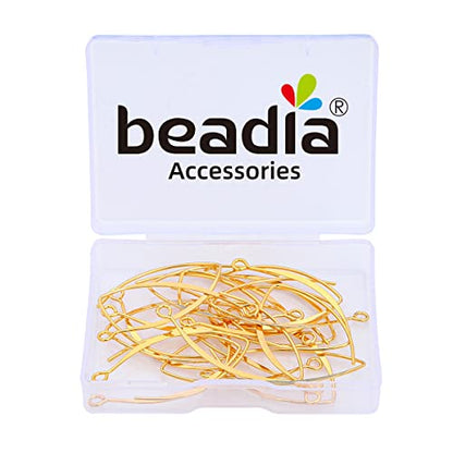 BEADIA 18K Gold Plated Earring Hooks U Shape 15x38mm 20pcs for Jewelry Making Findings - size: U Shape Hooks 15x38mm