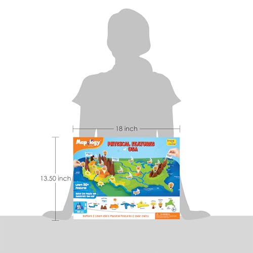 Imagimake Mapology Physical Features of USA, Geography Game for Kid Age 8+ - style: Physical Features of USA