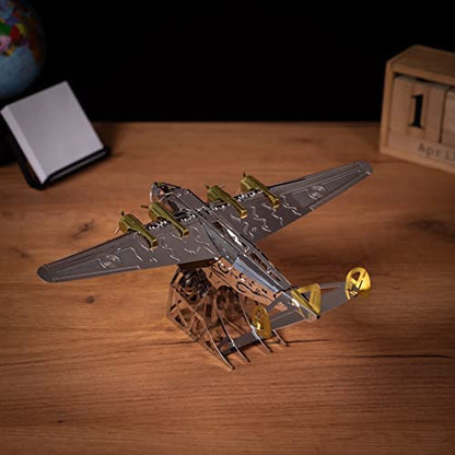 METAL-TIME Splashing Dreamer Artistic Design of Flying Boat Model, 3D Metal Airplane Model Mechanical Building Kit, Unique Wind-Up Moving Mechanism, Stainless Steel DIY kit with Toolbox - 124 Pieces.