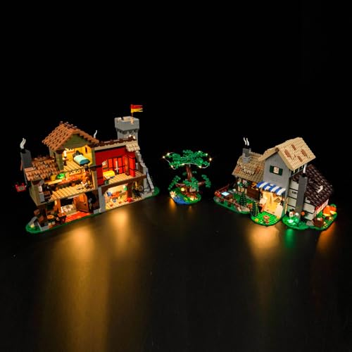 LocoLee LED Light Kit Compatible with LEGO Medieval Town Square 10332 (No Models Only Light) Creative Lighting Set Accessories Compatible with LEGO Town Square 10332 Set (Standard Version Light Kit) - style: Standard Version Light Kit