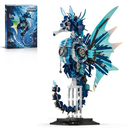 Mechanical Seahorse Building Set for Adult,Ocean Animal Building Block Toy - style: Seahorse