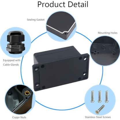 2Packs Junction Box IP65 Waterproof ABS Plastic Electrical Project Case Power Junction Boxes, Project Box with Fixed Ear Black 3.94x2.68x1.97 inch(100x 68 x50 mm) - color: Fixed Ear Design, size: 3.94"x2.68"x1.97"(2Pcs)
