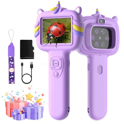Kids Microscope Outdoor Toys - Handheld Microscopes Autofocus - color: Purple