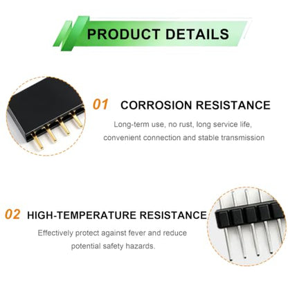 22pcs 2.54mm Male & Female Pin Header Connector, 40Pin, Black, PCB Board Pin Header - size: 22pcs-2.54mm Male & Female Pin Header Connector