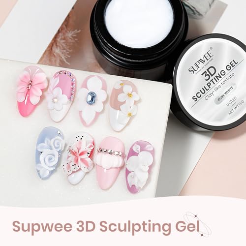 3D Sculpting Gel for Nail Art, White Non-Sticky Solid Molding Nails - color: Snow White
