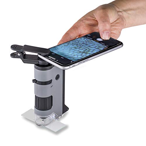 Carson MicroFlip 100x-250x LED and UV Lighted Pocket Microscope with Flip Down Slide Base and Adapter with CarsonCam Phone App - Bundle Included with 24 Prepared Insect and Animal Slides (MP-250BUN) - style: Microscope + Slides