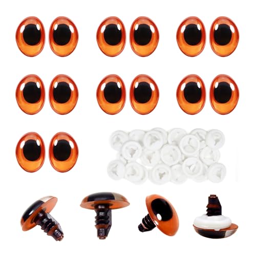 TOAOB 28pcs Orange Oval Safety Eyes with Washers 13 x 18mm Stuffed Animals Craft Plastic Doll Eyes for DIY Amigurumis Crochet Puppet Making - color: Orange
