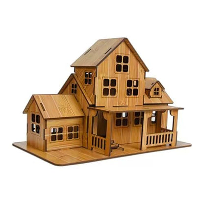 Log Cabin 3D Wooden House Puzzle,DIY Mini Building Model Kit，001 - color: 001