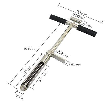 Soil Sample Probe 20” with Ejector and Foot Pedal,Soil Probe Stainless Steel T-Style Handle Soil Test Kit,Soil Probe Rod for Soil Sampling Plant Care/Agriculture/Garden/Farm - size: 20”S/T-Style（B）