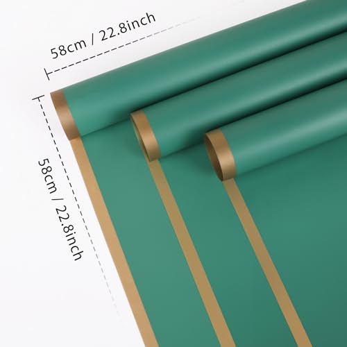 FUHITIM 20 Sheets Flower Waterproof Wrapping Paper (Emerald) - color: Emerald Green
