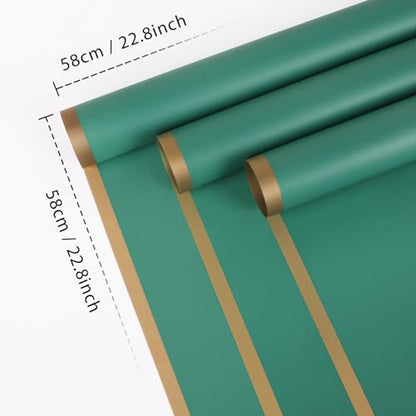 FUHITIM 20 Sheets Flower Waterproof Wrapping Paper (Emerald) - color: Emerald Green
