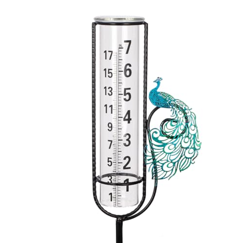 Stargarden Rain Gauge, Outdoor Peacock Rain Gauge - color: Blue peacock