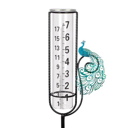 Stargarden Rain Gauge, Outdoor Peacock Rain Gauge - color: Blue peacock
