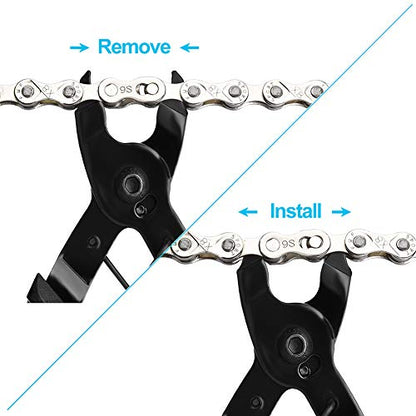 Bike Chain Repair Tool Kit with Link Pliers, Chain Breaker Splitter and 6 Pairs Missing Links for Shimano, SRAM and KMC Compatible 7-11 Speed and Single Speed Bicycle Chains