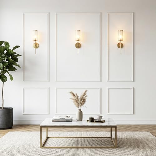 Teabelle Pre-Cut Wall Molding Kit, 6 Pcs Wainscoting Panels - color: White-01