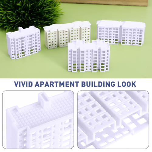 Vaguelly Miniature Apartment Building Model 4 Pack Plastic Dollhouse Accessories for DIY Miniature Buildings Architectural Models Sand Table Layouts Tabletop Decor 2.99 X 1.37 X 0.82 in