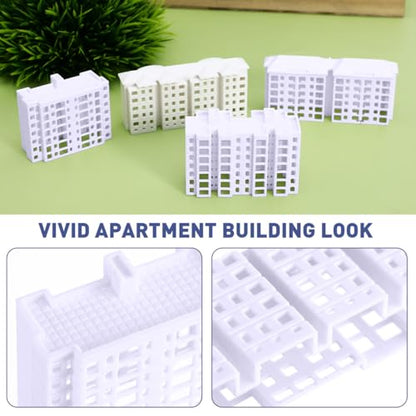 Vaguelly Miniature Apartment Building Model 4 Pack Plastic Dollhouse Accessories for DIY Miniature Buildings Architectural Models Sand Table Layouts Tabletop Decor 2.99 X 1.37 X 0.82 in