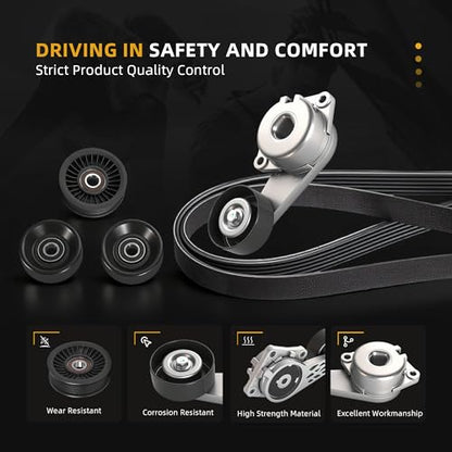 Belt Tensioner Serpentine Belt Idler Pulley Kit #38274 305263 - size: for F150/F250/F350/Expedition 2007-2008