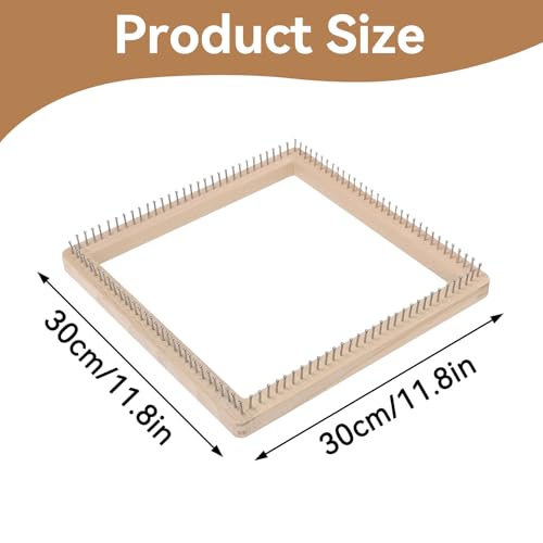 HERCHR Wooden Knitting Loom, Square Pin Loom Wooden Weaving Blanket Maker Wooden Loom Frame Weaving Loom for DIY Weaving Chunky Blanket Beginner Children Adults, 30 * 30cm - color: 30*30cm