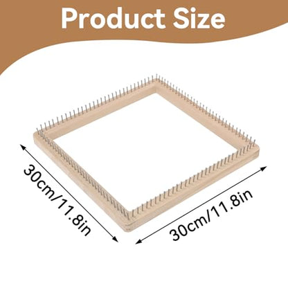 HERCHR Wooden Knitting Loom, Square Pin Loom Wooden Weaving Blanket Maker Wooden Loom Frame Weaving Loom for DIY Weaving Chunky Blanket Beginner Children Adults, 30 * 30cm - color: 30*30cm