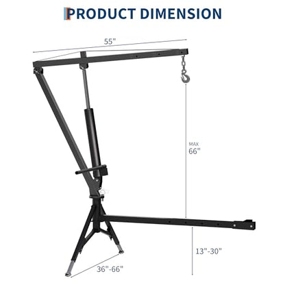 GarveeTech Heavy Duty 1000 Lbs Truck Crane, Hydraulic Hitch Mounted Hoist with 360 Degree Swivel Boom, Adjustable 3-Position Load Capacity for Farm, Construction & Engine Lifting - color: Black