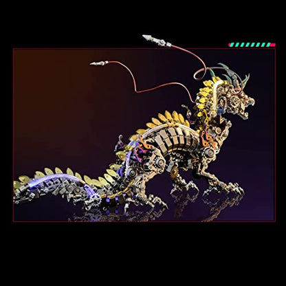 3D Metal Puzzle - Large Chinese Dragon Model Kit - Mechanical Metal Jigsaw- DIY Desk Ornament - Assembly Dinosaur Crafts Brain Teaser - Perfect for Adults - color: Dragon
