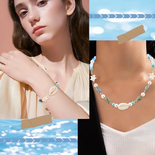 SUNNYCLUE 1 Box 251Pcs Fish Glass Beads Starfish Beads Bulk Natural Seashell Beads Summer Ocean Sea Animal Beading Double Sided Small Fish Starfish Beaded 8mm Round Beads for Jewelry Making Kits - color: Boho Styles Beads Kit-6