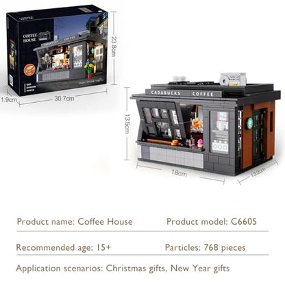 Coffee House - Building Blocks,768 PCS LED Street View Model for Adults - style: Coffee House