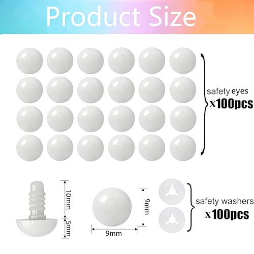 BESTCYC 1Box(100pcs) 9mm Safety Eyes Small Eyes for Crocheting Amigurumi - size: 9mm(100pcs)