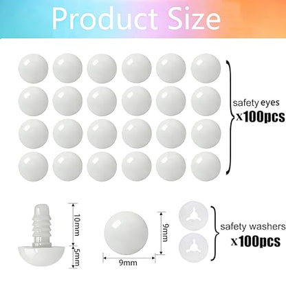 BESTCYC 1Box(100pcs) 9mm Safety Eyes Small Eyes for Crocheting Amigurumi - size: 9mm(100pcs)
