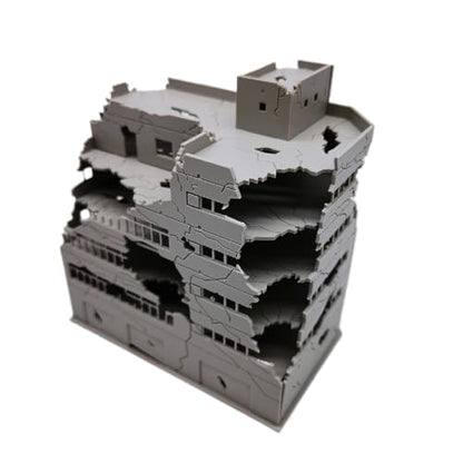 SiyphuNing N Scale 1/144 Large Size Wide 5.2inch Ruined Damaged Building After War Assembling Model Outland Scene for DIY Sand Table Garden Micro Landscape Ornaments Supply Player Spray