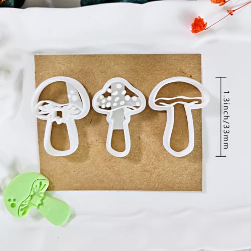 Xaekicr 3pcs Mushroom Clay Cutters – Polymer Clay Cutters for Earrings, Textured Clay Molds, Clay Tools for Polymer Clay Jewelry Making - color: 2N color