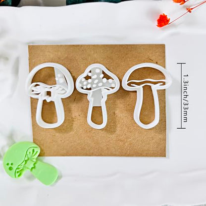 Xaekicr 3pcs Mushroom Clay Cutters – Polymer Clay Cutters for Earrings, Textured Clay Molds, Clay Tools for Polymer Clay Jewelry Making - color: 2N color