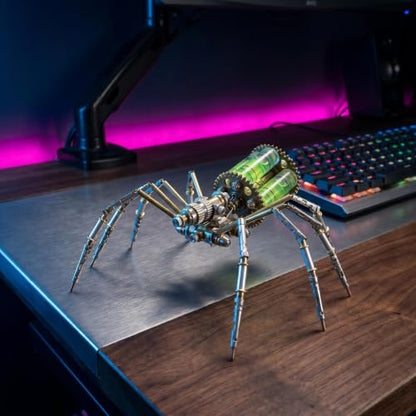 Steampunk Mechanical Spider 3D Metal Puzzle : 160+ Pcs No Glue Screw Build 96% Success Desktop Display Ornament DIY Craft Birthday for Father Husband Teens (Gatling Spider) - style: Gatling Spider