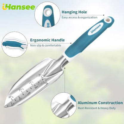 Blue Garden Tools 4-Piece, Aluminum Alloy Gardening Hand Tool Set - color: blue-4pcs