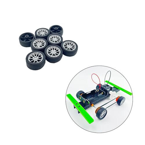 8PCS Toy Car Wheel RC Car Rubber Tire Wheel with Metal Shaft Axles for RC Car Truck DIY Model Toy Building Projects (2.5x25mm) - style: 2.5x25mm