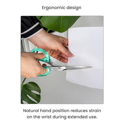 OfficeGoods 9” Stainless Steel Acrylic Scissors, Green with Silver Metal - color: Green With Silver Metal