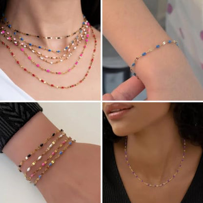 16.5FT Stainless Steel Enamel Chain 2MM Gold Lip Chain for Jewelry Making - color: gold(purple)