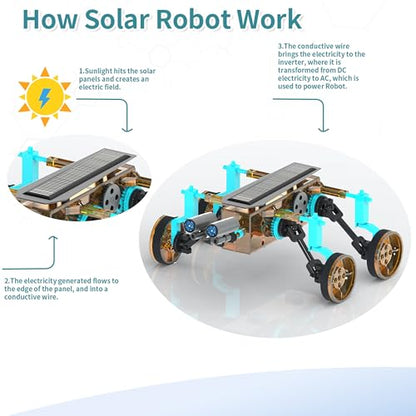 STEM 25-in-1 Education Solar Power STEM Toys for Boys Age 8-12, Science Kits Robots Toys for Ages 8-13, Building Toys Robotics Experiment Set Birthday Gifts for Kids 8 9 10 11 12 13 Years Old (Yellow) - color: Yellow