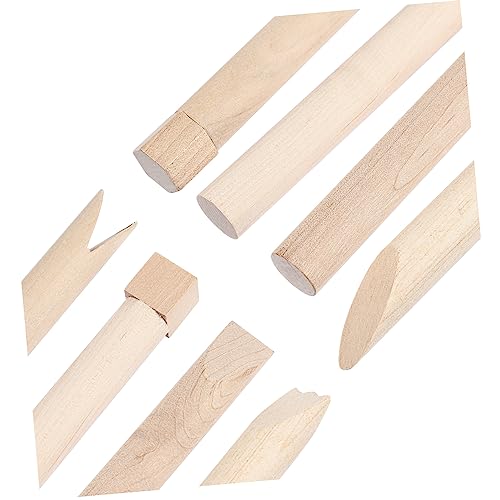 Garneck 12Pcs Wooden Clay Tools Set for Kids: Dough Rolling Modeling Accessories Pottery Sculpting Kit Modeling Accessories for Early Education Art Craft Activity Home School - size: 16.50X1.50X1.50CM